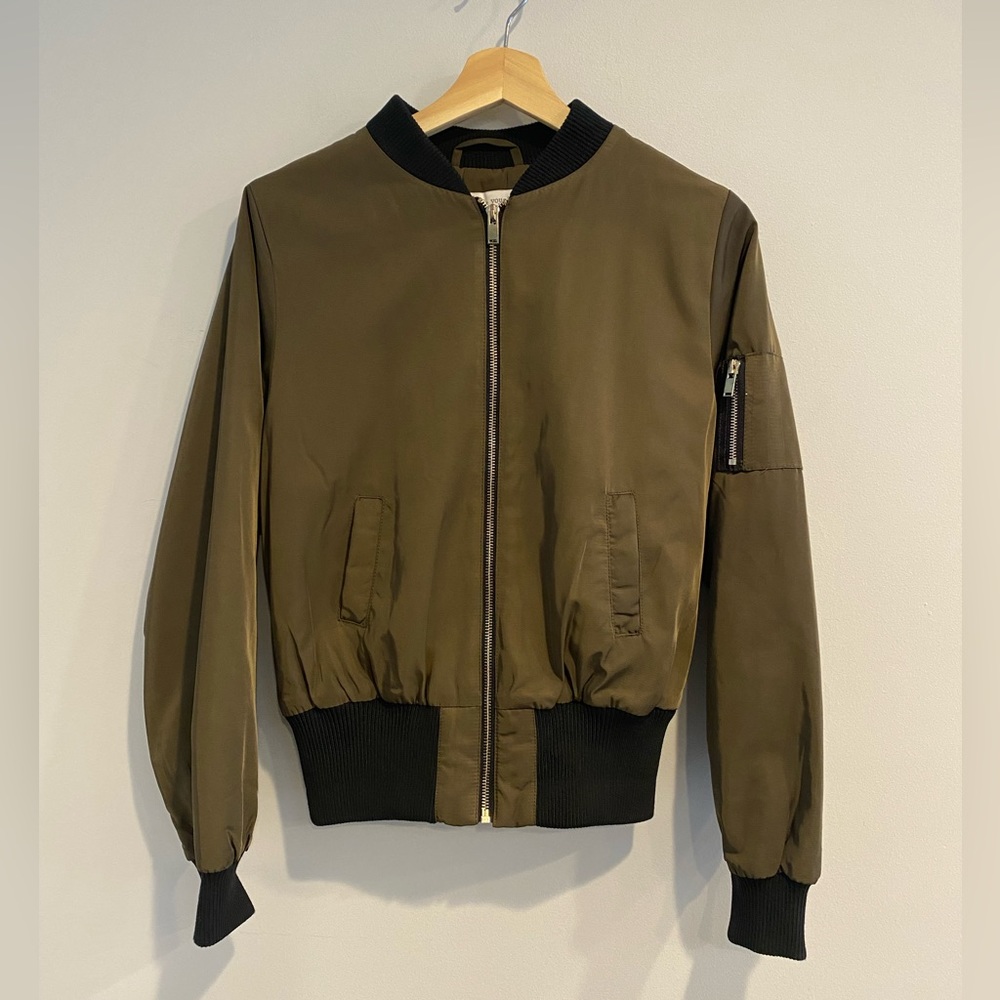 Bishop + Young Olive Green Bomber Style Jacket Flight Jacket Medium